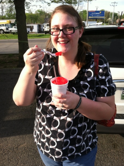 Kay enjoying her Watermelon Sno-Cone in Franklin, Tennessee.
