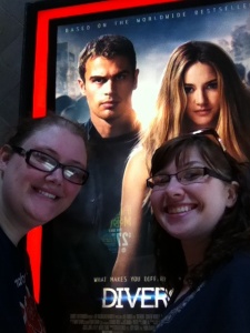 Kay and Jay in front of the Divergent poster at the movie theater within the Opry Mills Mall. Nashville, Tennessee